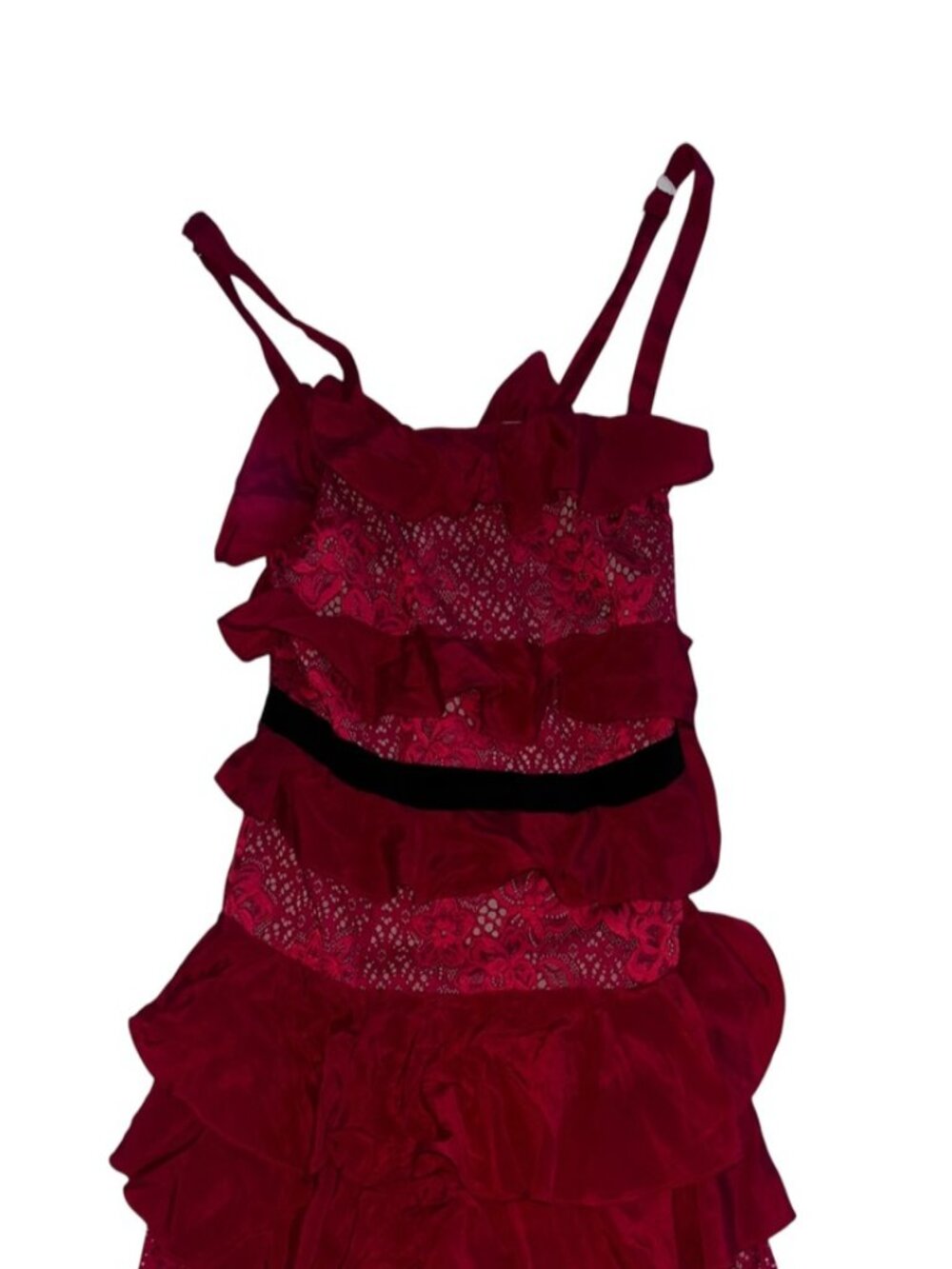 For Love & Lemons NEW NWT red lace tiered dress S